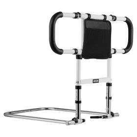 Bed Rail for Elderly, Foldable & Extendable Bedside Assist Rail with Side Handles & PU Handrail, Adjustable Height Carbon Steel Pipe Bedside Cane