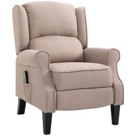 HOMCOM Vibration Massage Recliner Chair for Living Room with Heat, Wingback Single Sofa, Modern Linen Fabric Push Back Reclining Chair with Footr