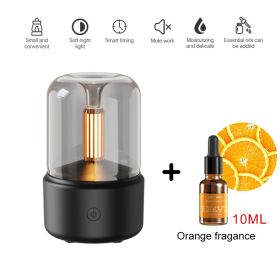 120ML Candlelight Aroma Diffuser Air Humidifier Romantic Light Portable Essential Oils Diffuser Mist Maker Fogger Purifier Home (Color: Black - cologne, Ships From: China)